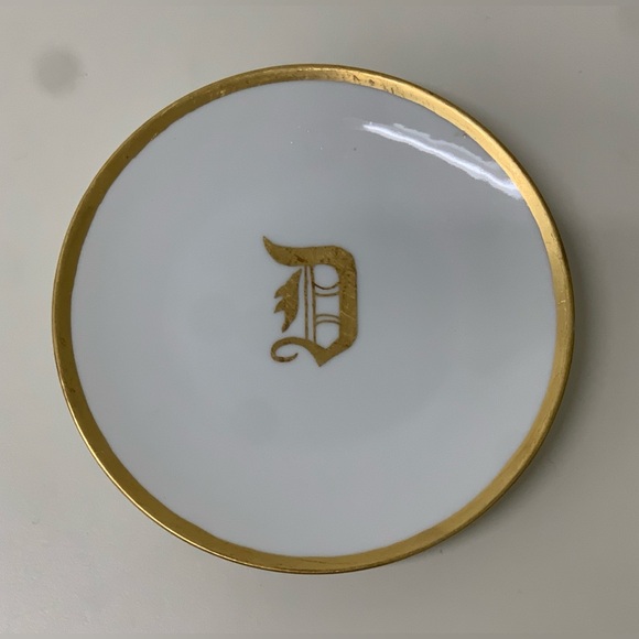 Vintage J & C Bavaria Peerless Gold Trim Letter D Monogram Plate - Picture 4 of 16